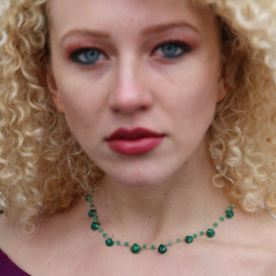 Heated Emerald Beaded Handmade Necklace
