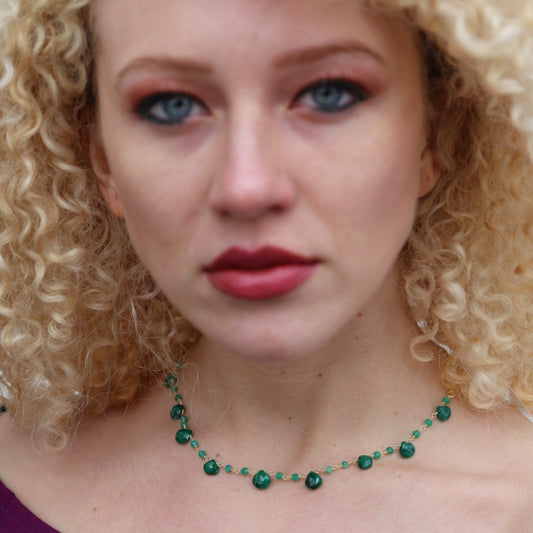 Heated Emerald Beaded Handmade Necklace