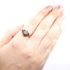 British Vintage Rare Ruby & Diamond Ring , 9k Solid Gold ( UK Q - US 8 )