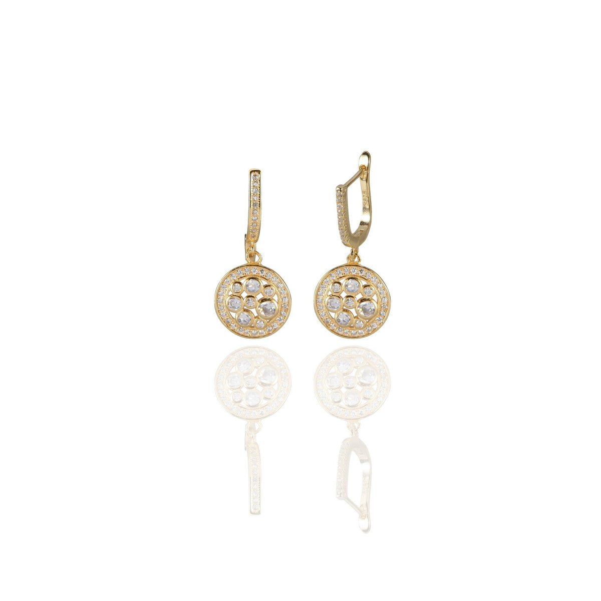 Clear Disc Dangle Earrings