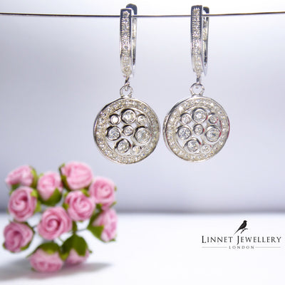 Clear Disc Dangle Earrings