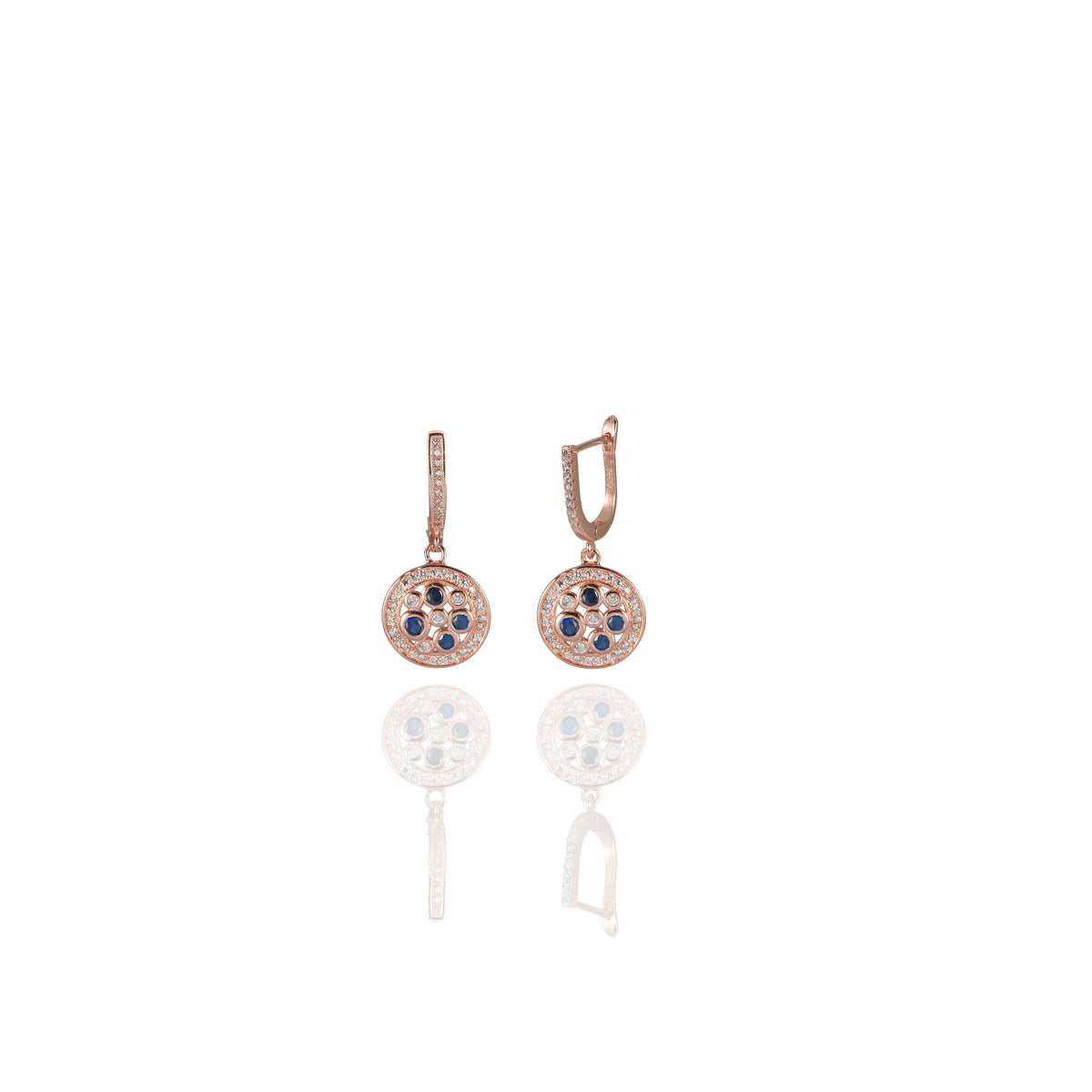 Blue Disc Round Earrings