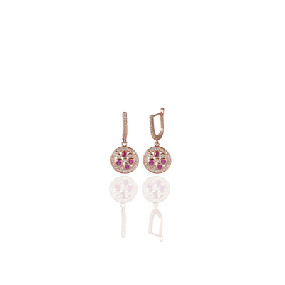 Red Cz Disc Earrings