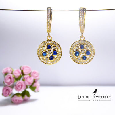Blue Disc Round Earrings