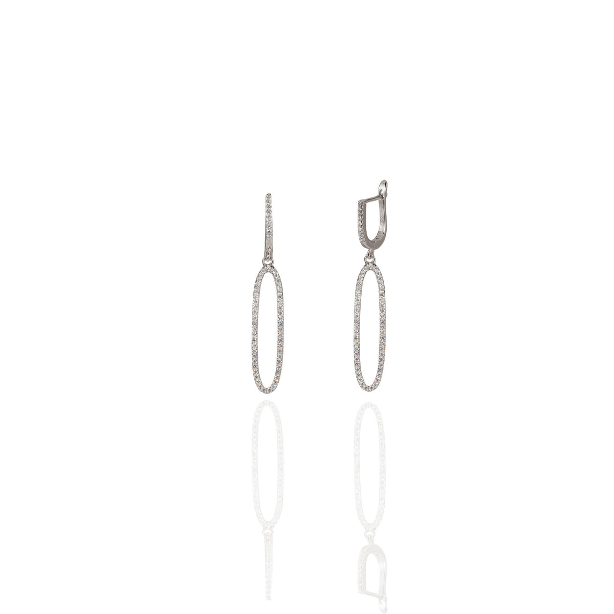 Soft Rectangle Cz Earrings