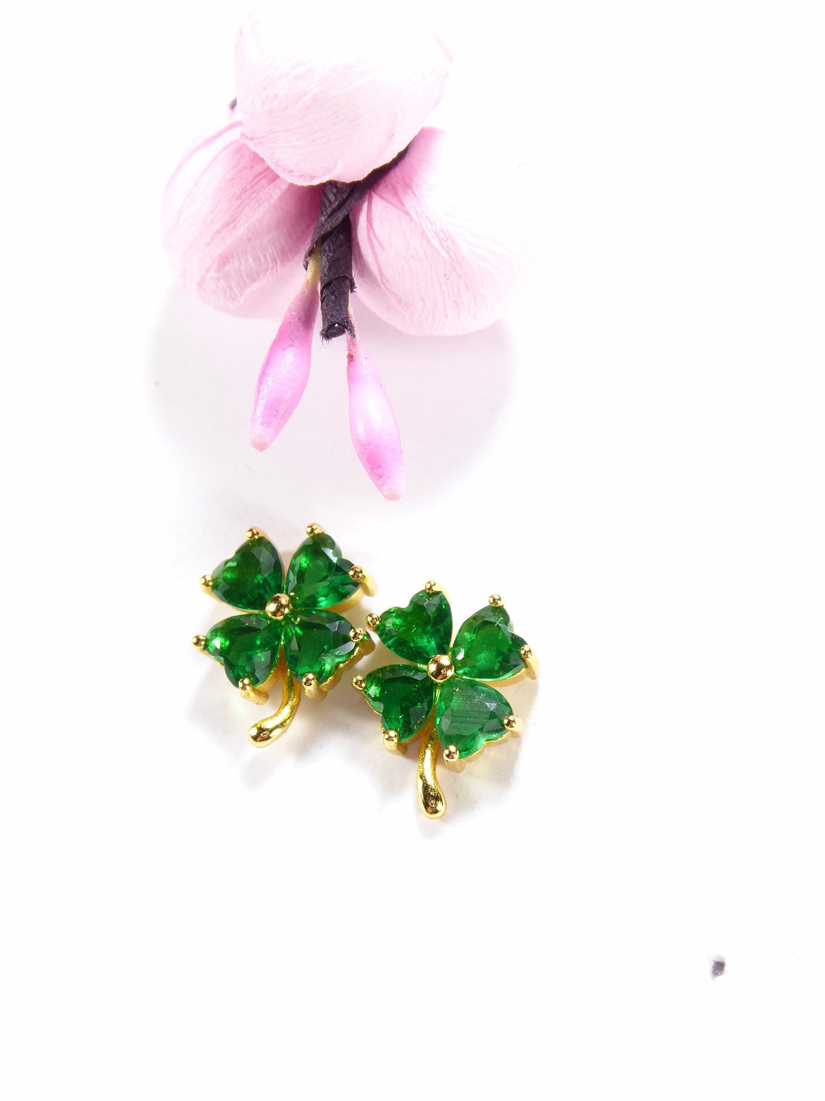 Green Celtic Clover Stud Earrings