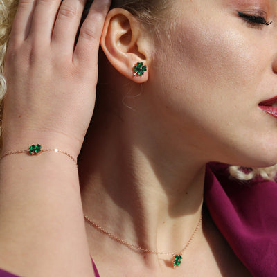 Green Clover Bracelet CZ