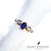 Vintage Sapphire & Genuine Diamonds Cluster Ring , 14K Solid Rose Gold ( UK M / US 6 )