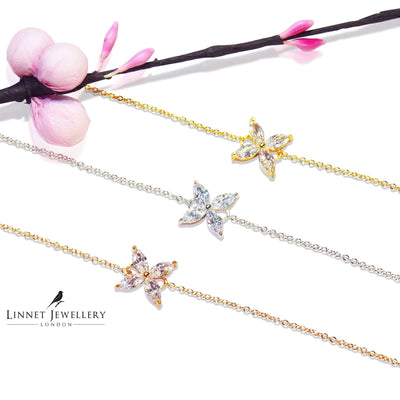 Four Stone Clover Bracelet Cz