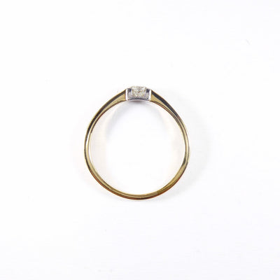 British Vintage Princess Cut Solitaire Diamond Ring ,  9k Solid Gold ( UK U - US 10 )