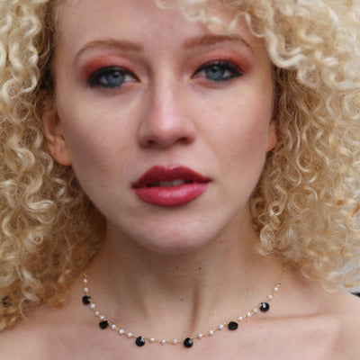 Pearl & Onyx Beaded Handmade Necklace