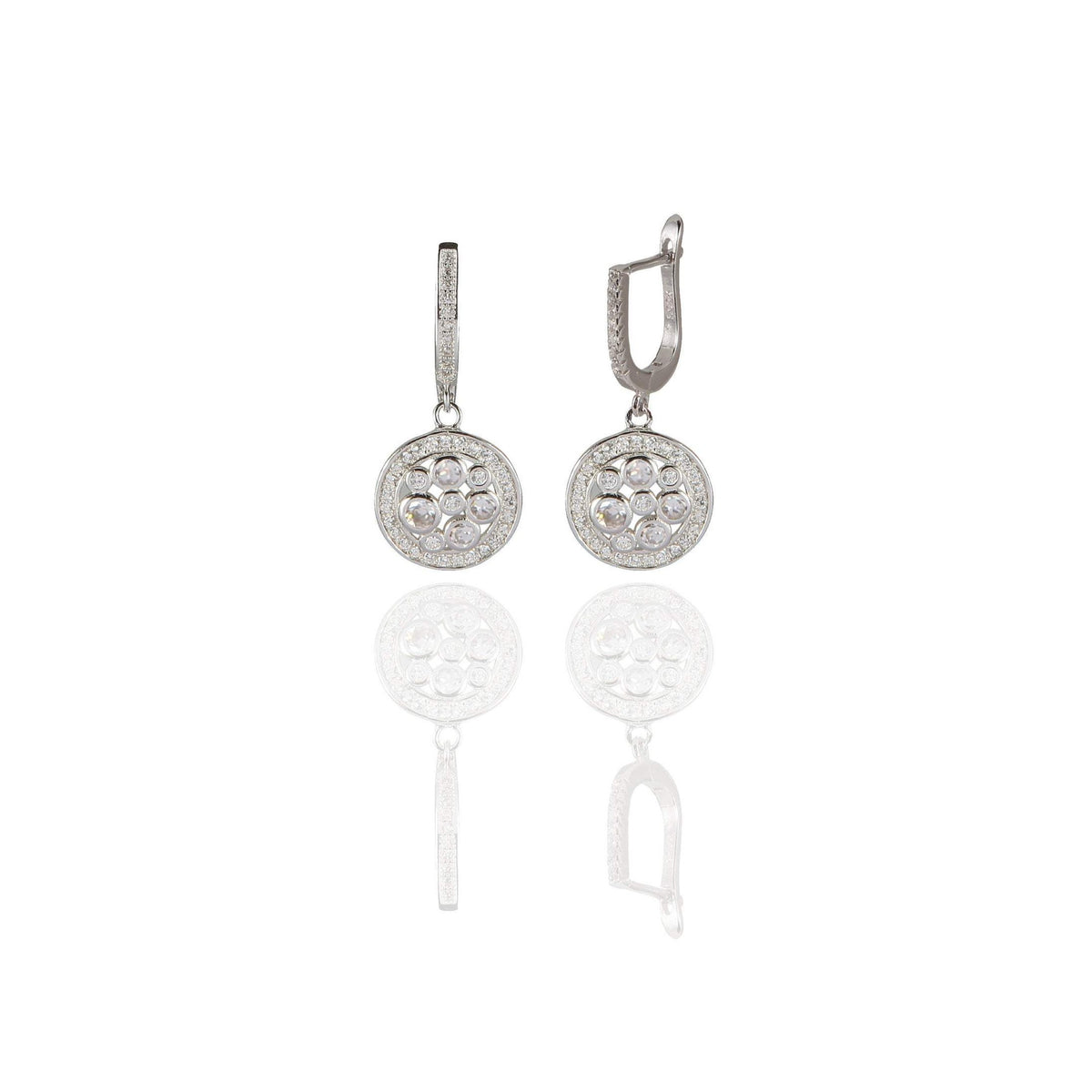 Clear Disc Dangle Earrings