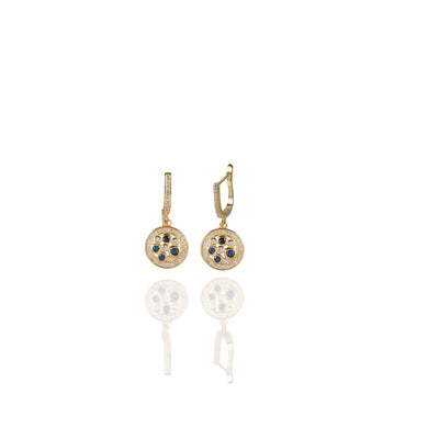 Blue Disc Round Earrings