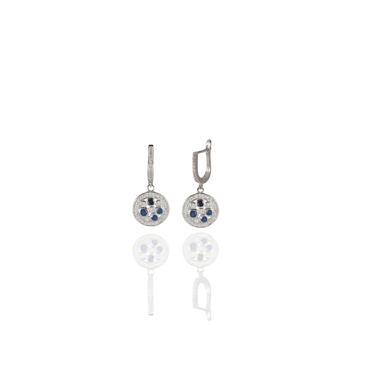 Blue Disc Round Earrings