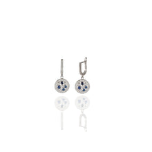 Blue Disc Round Earrings