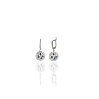Blue Disc Round Earrings