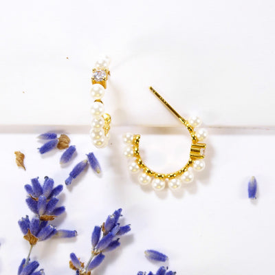 Half Hoop Faux Pearl Earrings