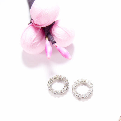 O Circle Cz Stud Earrings