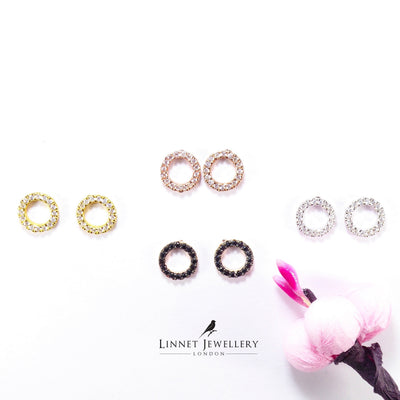 O Circle Cz Stud Earrings