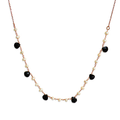 Pearl & Onyx Beaded Handmade Necklace