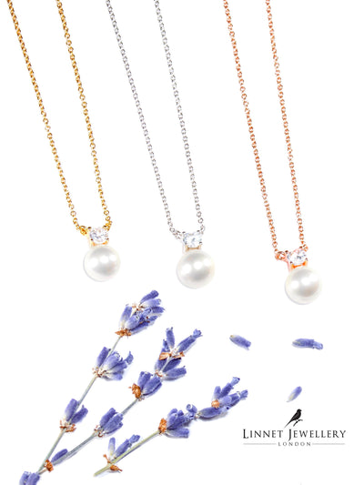 Faux Pearl & CZ Necklace