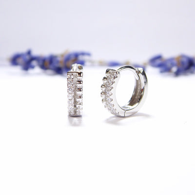 Small Ball & Crystals Mini Hoop Earrings