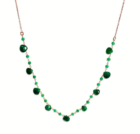 Heated Emerald Beaded Handmade Necklace