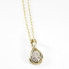British Vintage Diamond Drop Necklace , 9k Solid Gold ( With 18" Gold Chain )