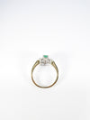 British Vintage Natural Diamond & Emerald Ring , 9ct Solid Yellow Gold ( UK O / US 7 )