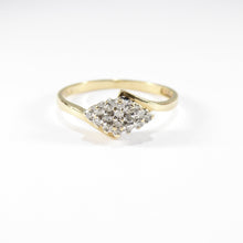British Vintage Natural Diamond 9k Solid Gold Half Cluster Ring ( UK O - US 7 )