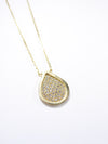 Drop Tear Shape 14K Solid Yellow Gold & Simulated Diamonds Necklace New ( Chain 18" / 45cm )