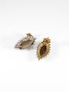 British Vintage Smoky Quartz & Genuine Diamonds Earrings 9k Yellow Gold