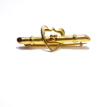 Italian Vintage 9ct Solid Yellow Gold Heart Brooch / Pin