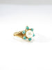 British Vintage Rare Pearl & Turquoise 9k Solid Yellow Gold Tiny Ring ( UK F - US 3 )