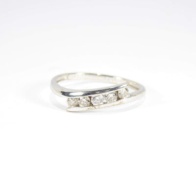 Vintage 0.33ct Diamond Five Stones Engagement Ring, 9k White Gold ( UK P , US 7.5 )