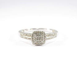 British Vintage 0.20ct Diamond Engagement Ring, 9k White Gold ( UK P , US 7.5 )