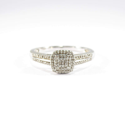 British Vintage 0.20ct Diamond Engagement Ring, 9k White Gold ( UK P , US 7.5 )