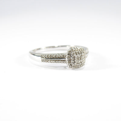British Vintage 0.20ct Diamond Engagement Ring, 9k White Gold ( UK P , US 7.5 )