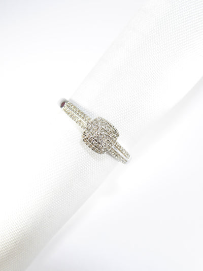 British Vintage 0.20ct Diamond Engagement Ring, 9k White Gold ( UK P , US 7.5 )