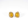 British Vintage Amber Stud Earrings 9k Yellow Gold