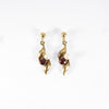 British Vintage 9K Solid Gold Garnet & Pearl Dropper Earrings