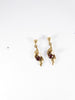 British Vintage 9K Solid Gold Garnet & Pearl Dropper Earrings