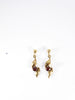 British Vintage 9K Solid Gold Garnet & Pearl Dropper Earrings