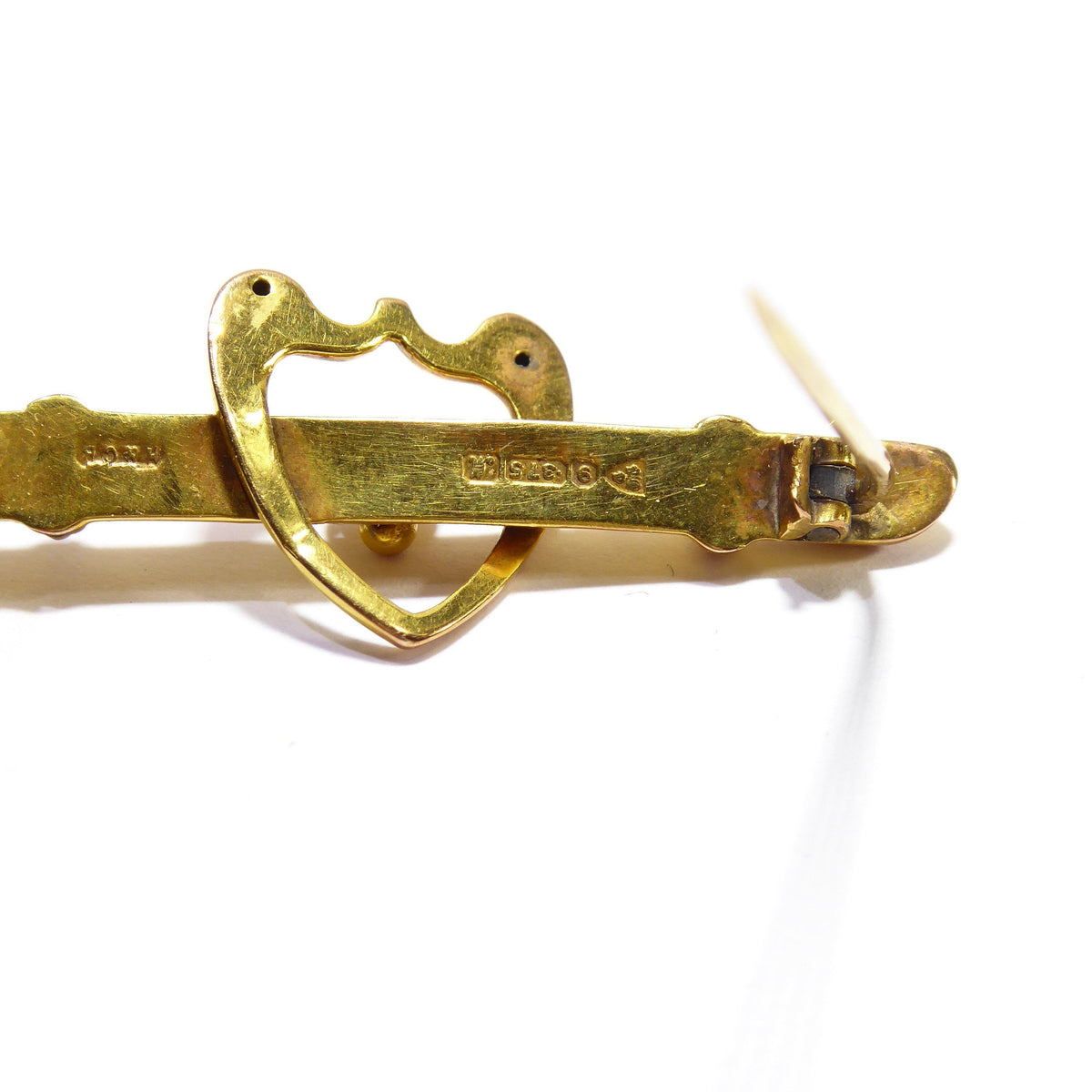 Italian Vintage 9ct Solid Yellow Gold Heart Brooch / Pin