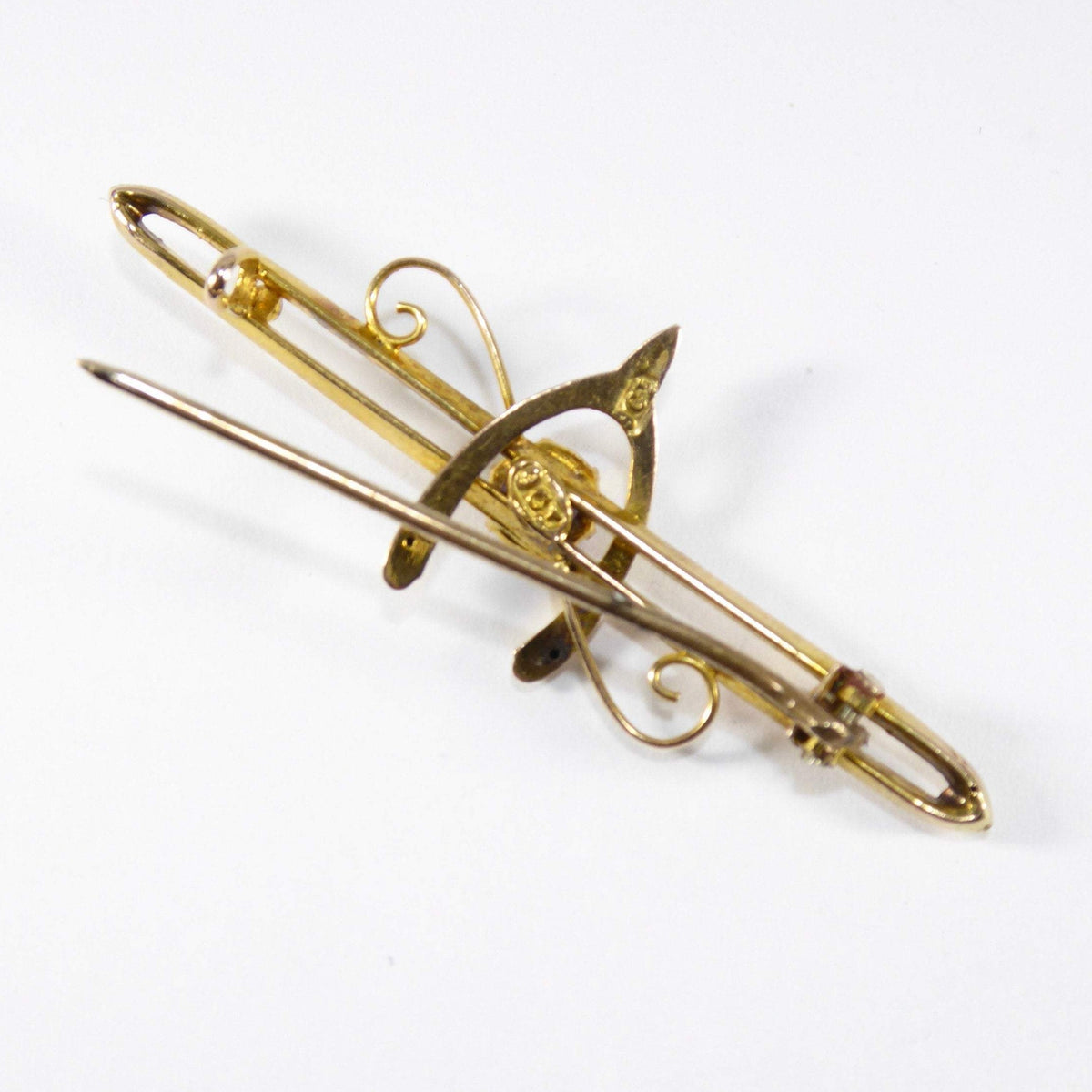 British Vintage 9ct Solid Gold Amethyst Brooch / Pin