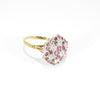 British Vintage Rare Ruby & Diamond Cluster Ring , 9ct Solid Yellow Gold ( UK Q - US 8 / 17mm )