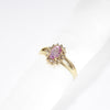 British Vintage Pink Topaz & Diamond Cocktail Ring , 9ct Solid Yellow Gold ( UK O - US 7 / 15mm )