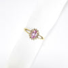 British Vintage Pink Topaz & Diamond Cocktail Ring , 9ct Solid Yellow Gold ( UK O - US 7 / 15mm )