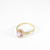 British Vintage Pink Topaz & Diamond Cocktail Ring , 9ct Solid Yellow Gold ( UK O - US 7 / 15mm )