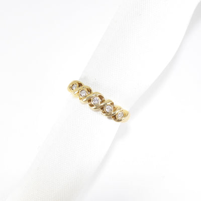 British Vintage Diamond Half Eternity Ring , 9ct Solid Yellow Gold ( UK L - US 5.3/4 - 11mm )